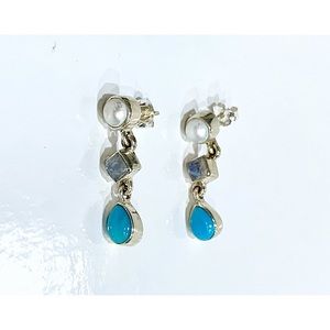 Nicky Butler Vintage Sterling Silver Turquoise, Moonstone & Pearl earrings